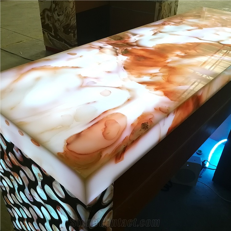 Hot Sale Faux Alabaster Translucent Reception Desk