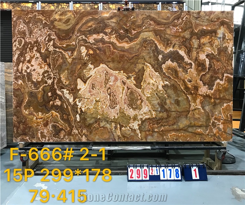Laminated Tranlusent Red Tiger Onyx Slabs Tiles