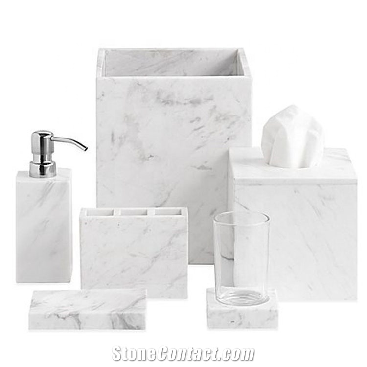 Natural White Marble Stone Bathroom Accessories