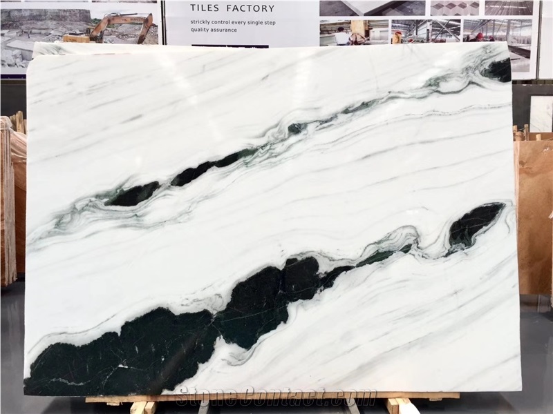 Panda White Marble Slab, Landscape Painting Marble