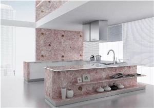 Pink Crystal Gemstone Slabs for Kitchen Tops