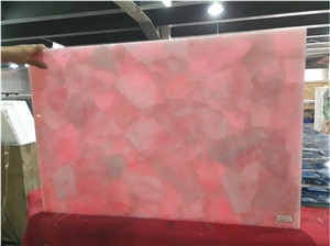 Pink Crystal Gemstone Slabs for Wall Panels