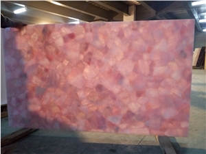 Pink Crystal Gemstone Slabs for Wall Panels