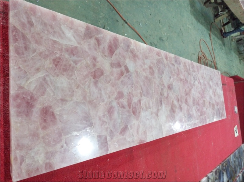 Pink Crystal Semiprecious Stone Bathroom Tops