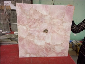 Pink Crystal Semiprecious Stone Slab for Wall Tile