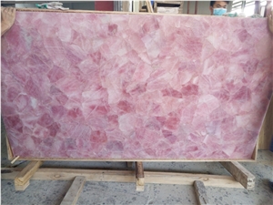 Pink Crystal Semiprecious Stone Slab for Wall Tile