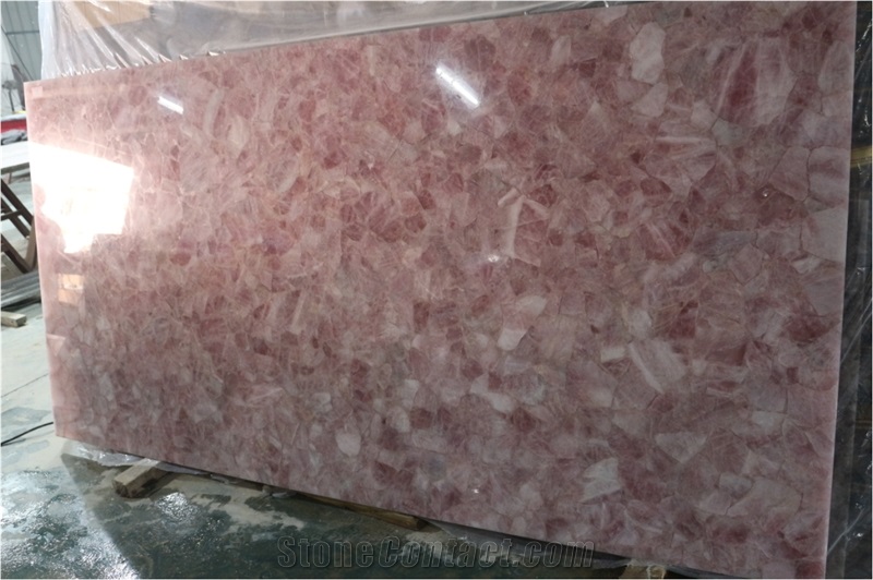 Pink Crystal Semiprecious Stone Slabs & Tiles