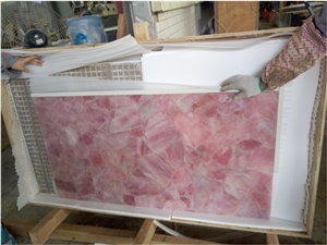 Pink Crystal Semiprecious Stone Wall Panels