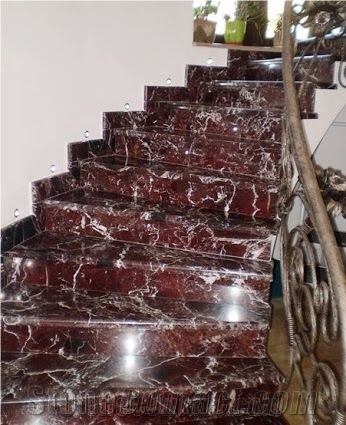 Red Marble,Rosso Levanto Marble Floor Staircase
