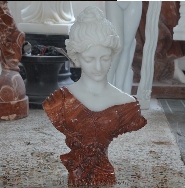 Red White Marble Western Figure Bust Head Statues