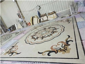 Round Marble Waterjet Pattern Floor Bobby Use