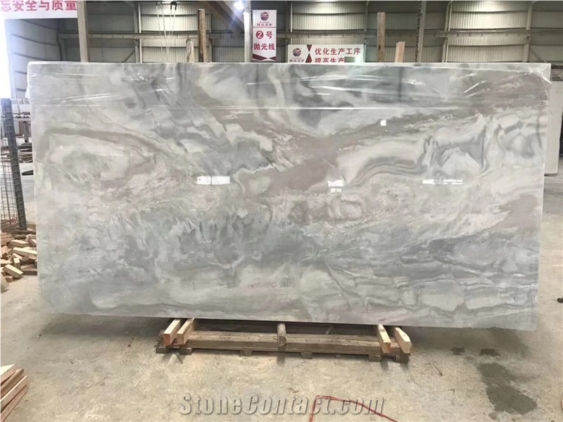 Silver Grey Marble Book Match for Wall Covering