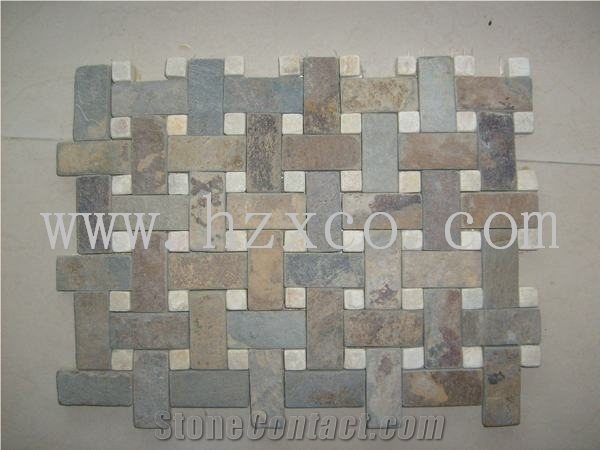 Slate Mosaci Tile for Flooring Wall Pattern Mosaic