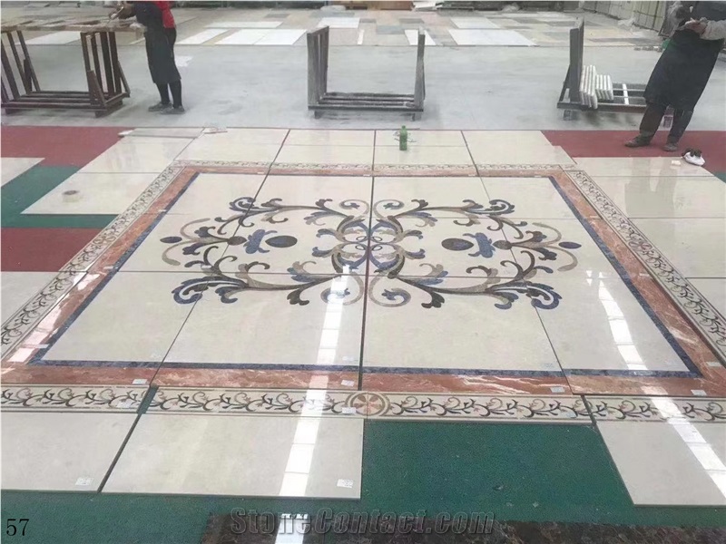 Thalia Beige Marble Waterjet Pattern Flower Design