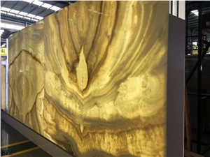 Turkey Gold Onyx Slab Wall Floor Tiles Book Match