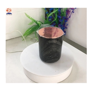 Unique Ancient Tree Black Marble Stone Candle Jar