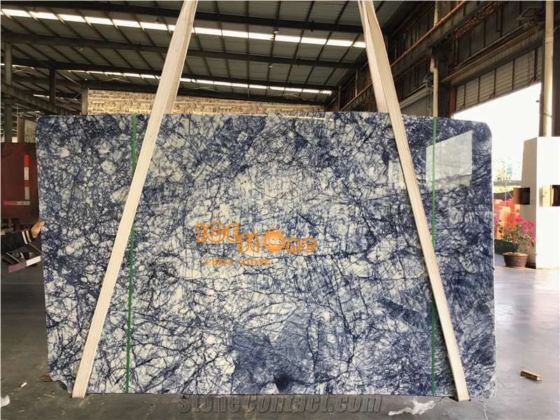 White and Blue Marble Slabs Tiles Walling Tile