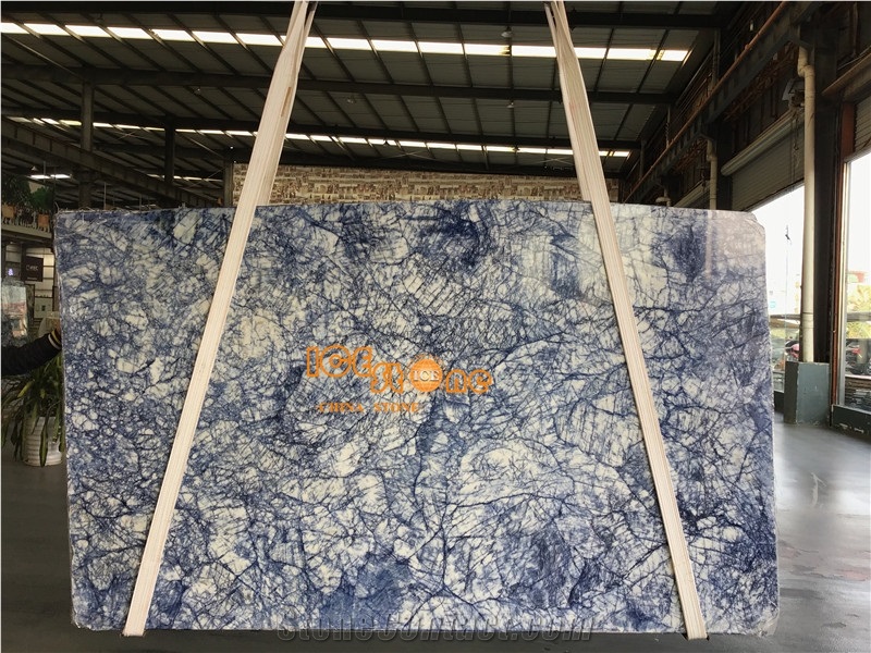 White and Blue Marble Slabs Tiles Walling Tile