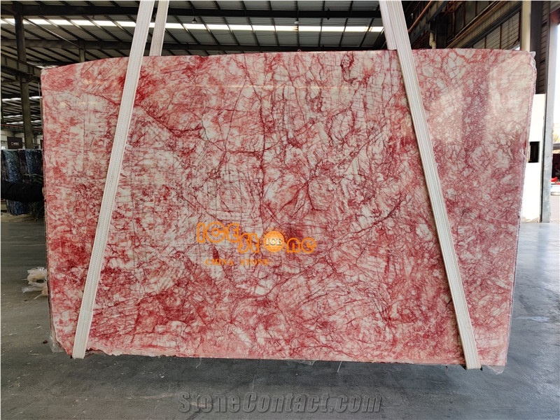 White and Red Marble Slabs Tiles Walling Tile