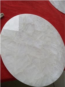 White Crystal Semiprecious Stone Patio Table Tops