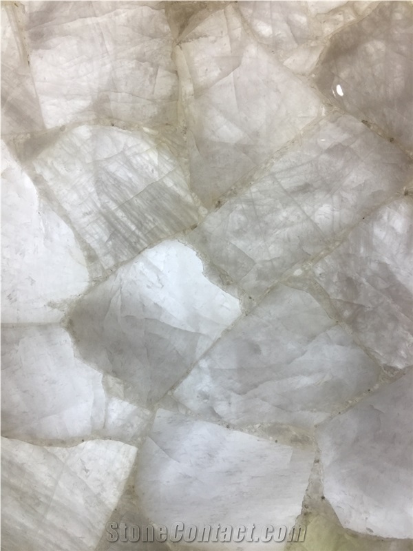 White Crystal Semiprecious Stone Wall Tiles