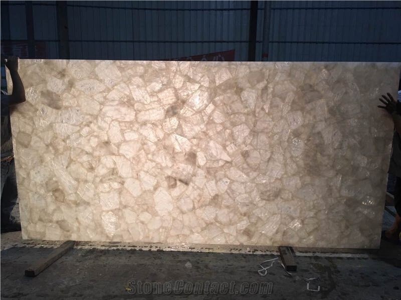 White Crystal Semiprecious Stone Wall Tiles
