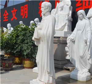 White Marble Catholic Church Human Carving Statues