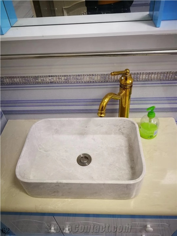 White Marble Square Basin Sink