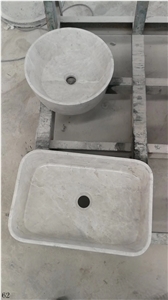 White Marble Square Basin Sink