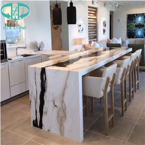 White Marble with Black Line Like Ink and Wash Countertop