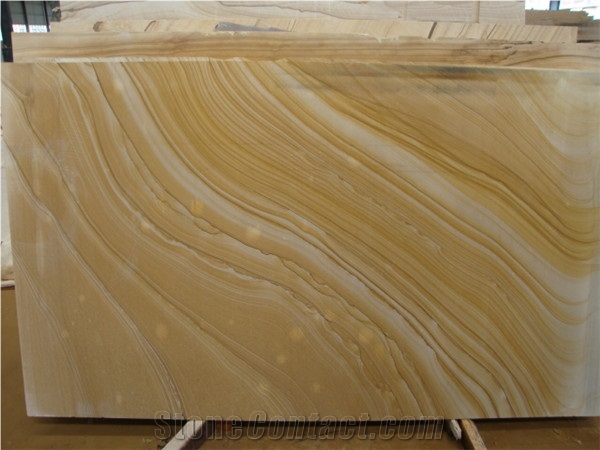 Wood Grain Yellow Marble for Interior Design