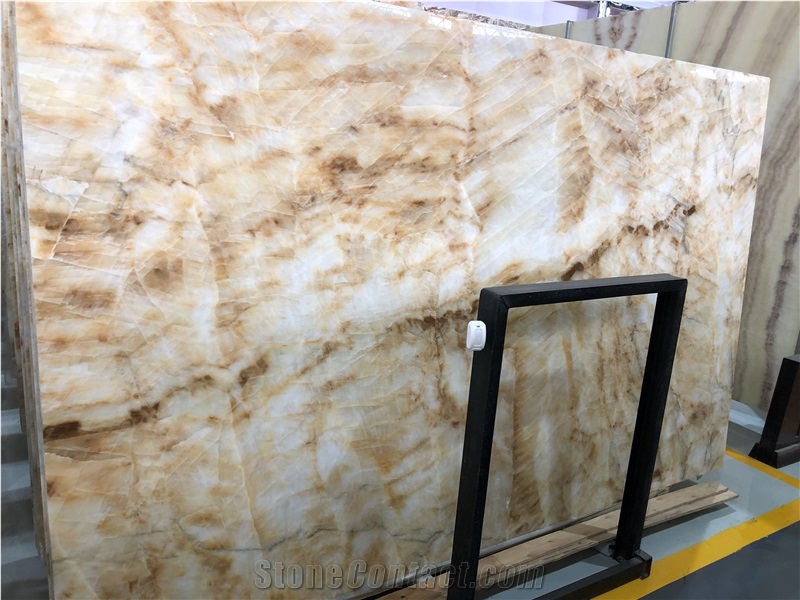 Yellow Flower Onyx Backlit Bookmatch Slabs&Tiles