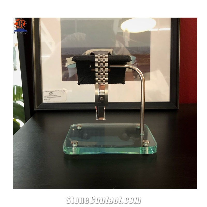 White and Black Marble Watch Stand with Metal Rod
