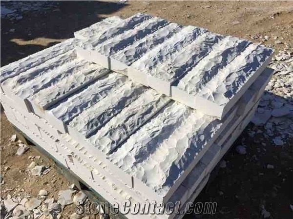 White Limestone Split Face Walling Bricks