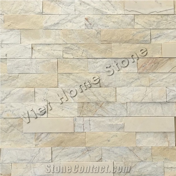 Mixed Chip Honed Yellow Marble Wall Cladding Veneer