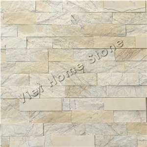 Mixed Chip Honed Yellow Marble Wall Cladding Veneer