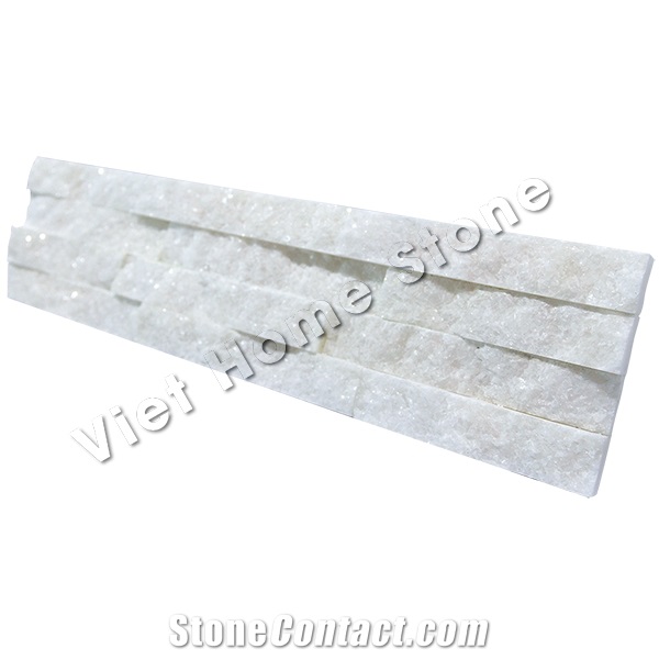 Split Crystal White Stacked Stone Panel