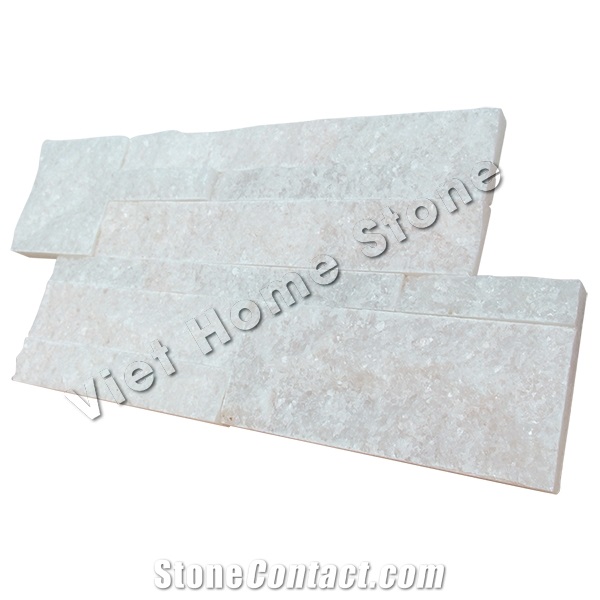 Split Crystal White Stacked Stone Panel