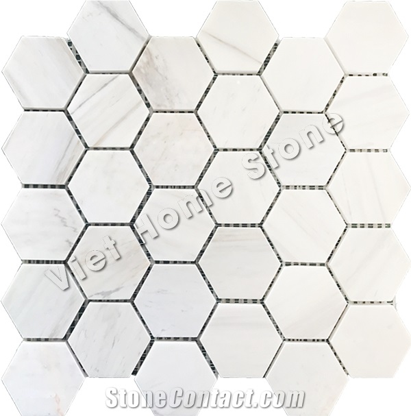 Vietnam Carrara Hexagon Mosaic Marble