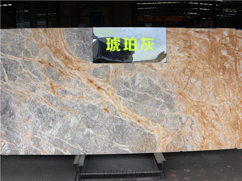 Amber Grey Gold Marble Slabs&Tiles Cut-To-Size