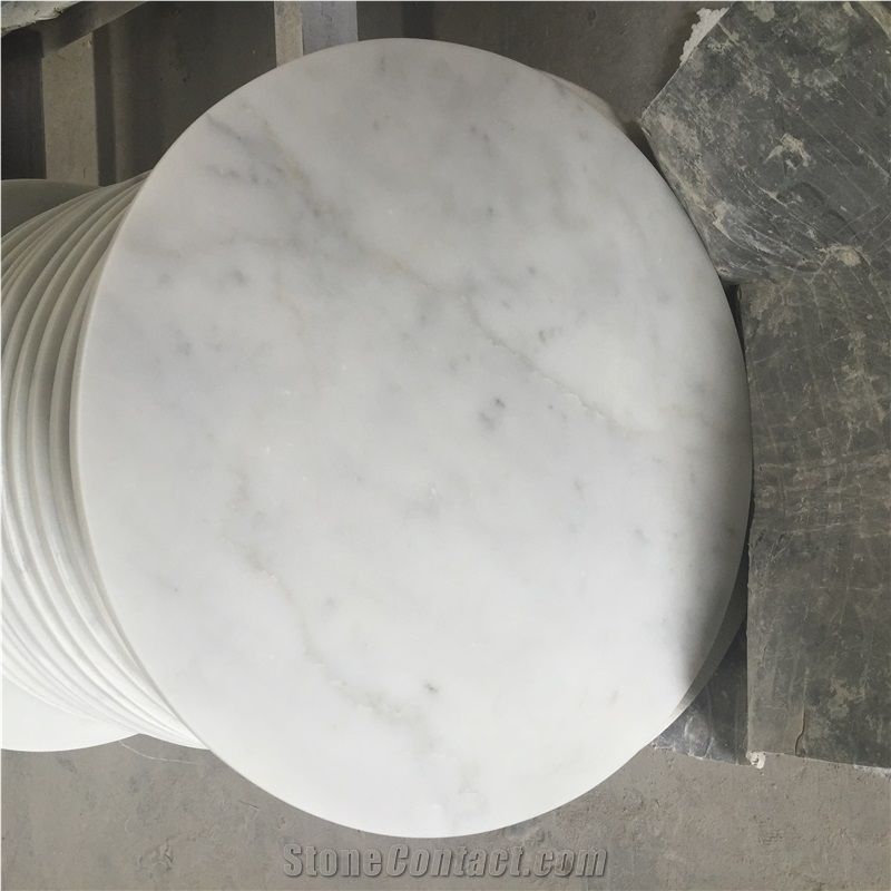 Natural White Marble Round Counterops Table Tops