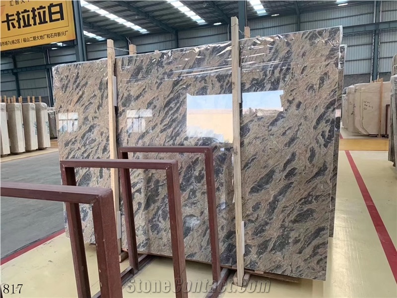 Apollo Grey Marble Tiger Gold Mocca Slab Tile Use