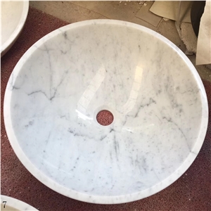 Bianco Carrara White Marble Round Bathroom Basin
