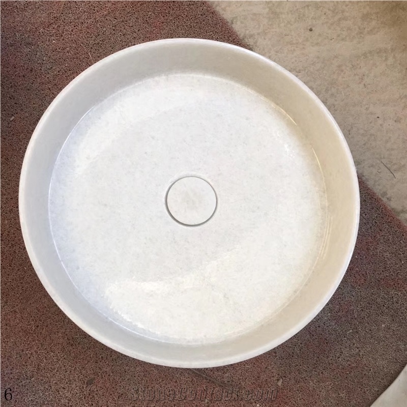 China Absolute White Crystal Marble Round Sink