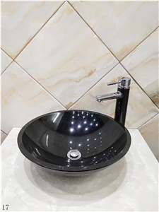 China Juparana Granite Round Bathroom Wash Basin