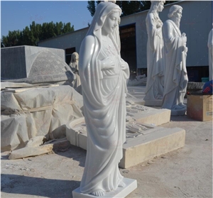 European Statue Madonna Virgin Carving Pure Marble