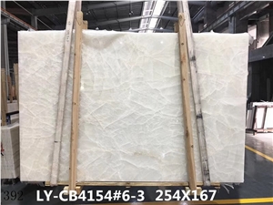 Ice Flake Jade White Onyx Slabs Wall Panels Tiles