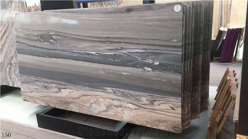 Italy Blue Gold Sands Marble Vein Countertop Slabs
