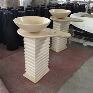 One-Piece Lavatory Bowls Floor-Style Marble Sinks