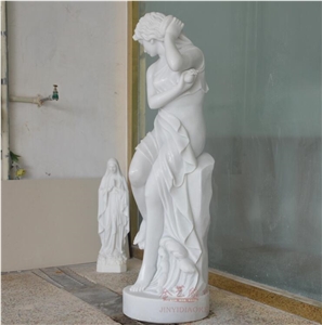 Sea Daughter Statue White Marble 120cm Sculptures